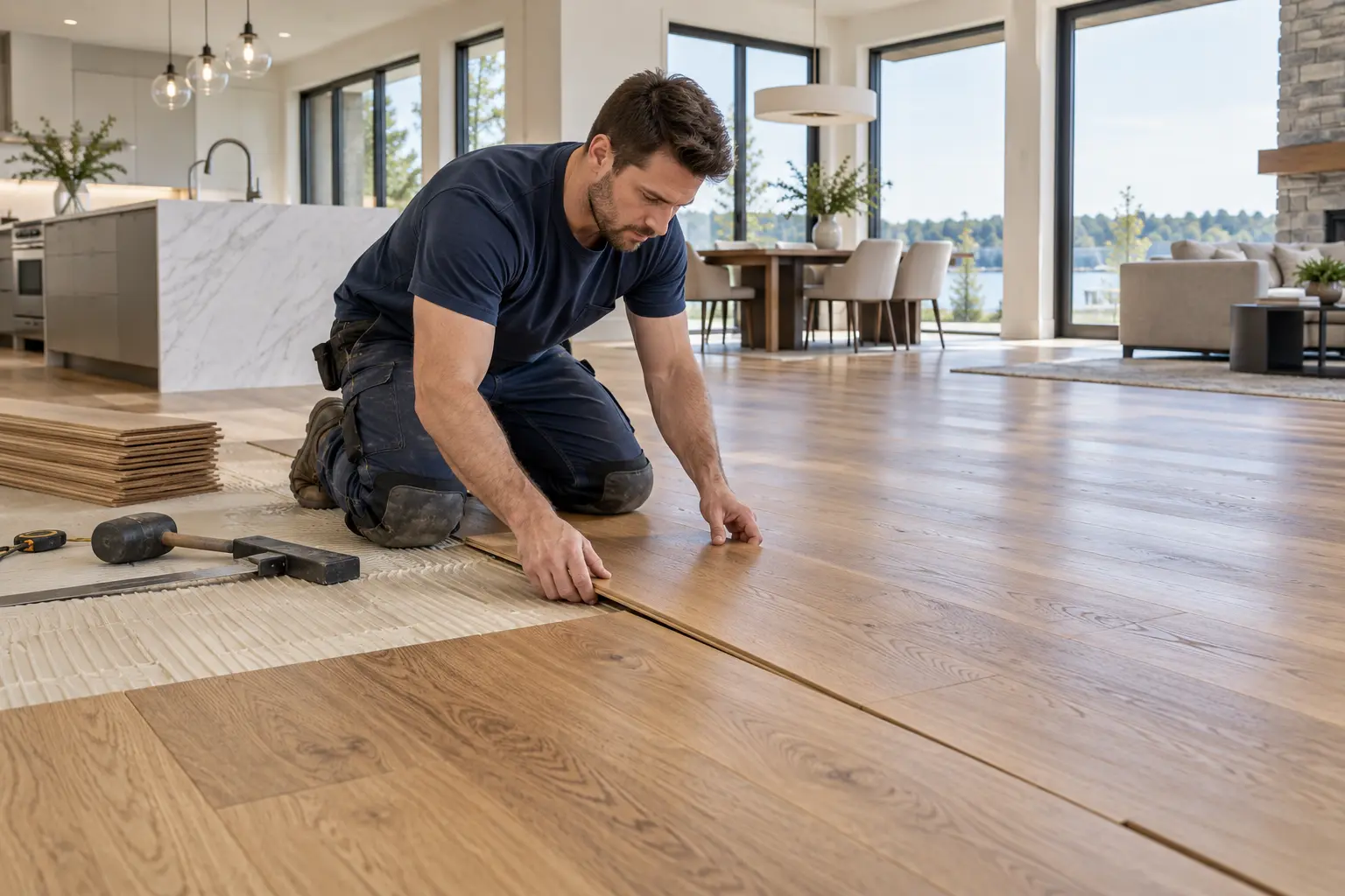Professional hardwood flooring installation